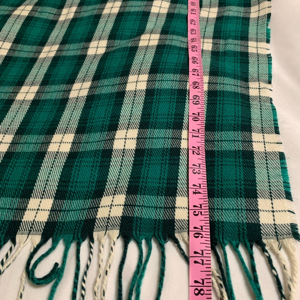 J. CREW Factory Green plaid Oversized Acrylic Fringe Unisex ladies Scarf NWT - Picture 8 of 8